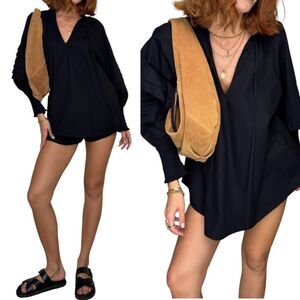 NWT Rhode Garment Black Blouse Sage Top Size XS